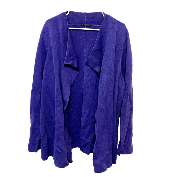 EILEEN FISHER Sweater XL Midnight Silk /Organic Cotton Interlock Shawl Collar - Picture 1 of 5